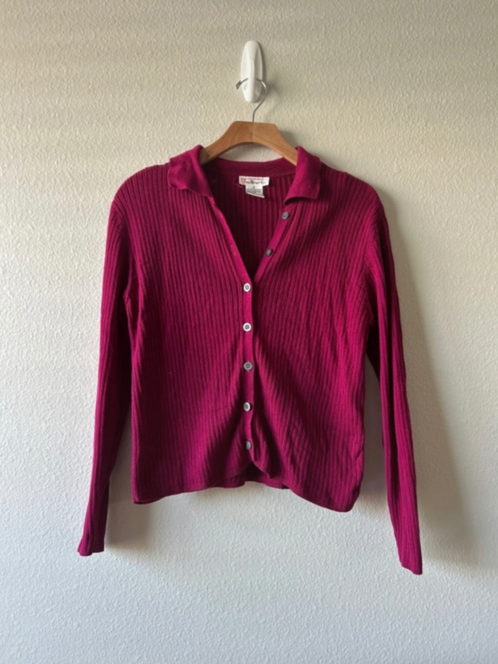 Talbot Dark Pink Button Up Cardigan, 100% cotton, Size S